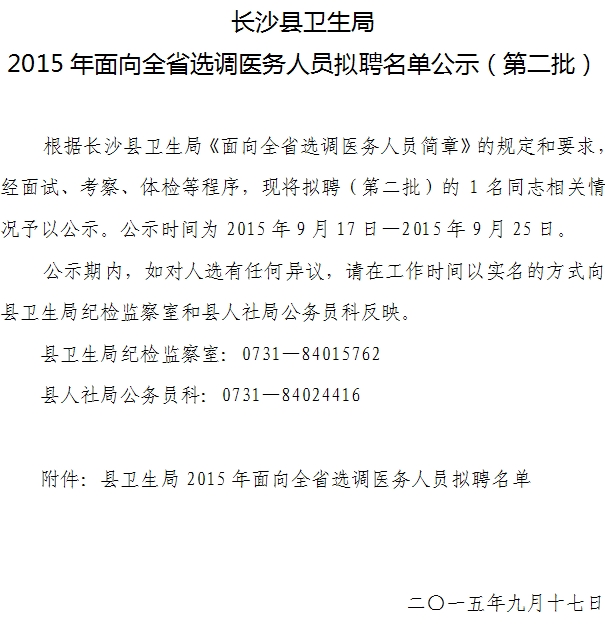 2015곤ɳȫʡѡҽԱƸʾڶ